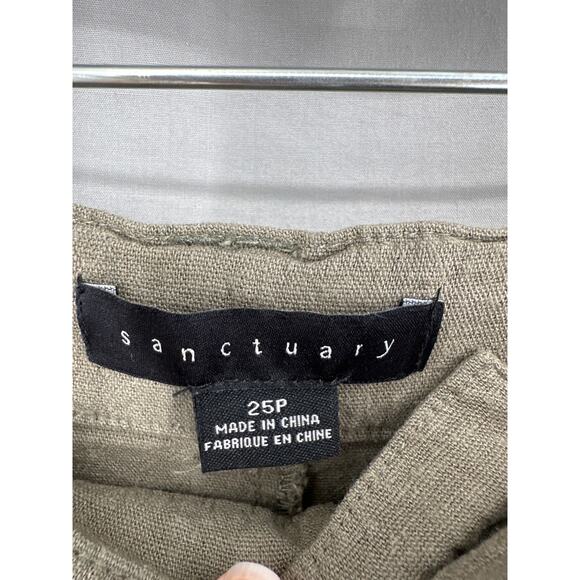 Sanctuary Anthropologie Pants Womens 25P Green Linen Straight Drawstring Beach - Picture 2 of 8